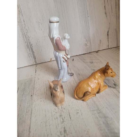 Lefton Shepard boy sheep donkey cow Nativity scene set xmas - Picture 4 of 6